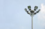 Light Pole On Blue Sky Background Stock Photo