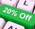 Twenty Percent Off Key Means Discount Or Sale
 Stock Photo