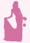 Silhouette Bride Standing Stock Photo