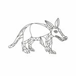 Aardvark Black And White Mono Line Stock Photo