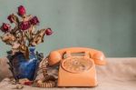 Phone With Vintage Images Stock Photo