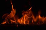 Beautiful Fire Flames On Black Background Stock Photo