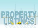 Property Listings Means Houses And Buildings For Sale Stock Photo