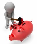 Savings Piggybank Indicates Spending Word And Banking 3d Renderi Stock Photo