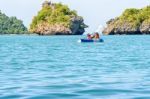 Mother And Daughter Travel By Kayak Stock Photo