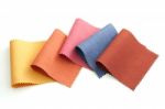 Multicolor Tone Of Fabric Sample On White Background Stock Photo