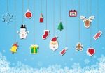 Christmas Sticker Icon Hanging Background Stock Photo