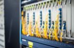 Fiber Optic With Servers In A Technology Data Center Stock Photo