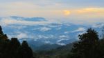 Sunset High Mountain Range View Stock Photo