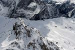 View From Sass Pordoi In The Upper Part Of Val Di Fassa Stock Photo