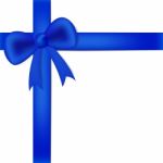 Blue Ribbon On White Box Stock Photo