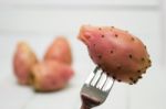 Opuntia Ficus-indica Cactus Fruits On A White Background Stock Photo