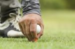 Hand Hold Golf Ball Stock Photo