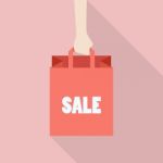 Hand Hold Shopping Bag In Flat Style Stock Photo