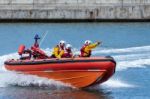 Rnli Lifeboat Display  At Staithes North Yorkshire Stock Photo