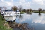 Boats Moored At Papercourt Lock Stock Photo