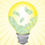 Money Cash In Idea Bulb Stock Photo