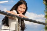 Portrait Of Thai Teen Beautiful Girl Happy And Relax Stock Photo