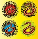 Snake Silhouette Decorative Design Stamps Stock Photo