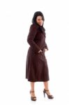 Woman Wearing Sheepskin Coat Stock Photo