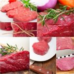 Different Raw Beef Cuts Collage Stock Photo