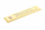 Side Wooden Frame Scale Thermometer On White Background Stock Photo