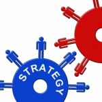 Strategy Cogs Represents Gears Vision And Plan Stock Photo