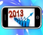 2013 Statistics On Smartphone Showing Future Progression Stock Photo