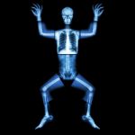 Jigsaw Human X-ray ( Whole Body : Head Skull Face Neck Spine Shoulder Arm Elbow Joint Forearm Wrist Hand Finger Chest Thorax Heart Lung Rib Abdomen Back Pelvis Hip Thigh Knee Leg Ankle Foot Heel Toe ) Stock Photo