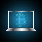 Bitcoin Symbol With Laptop Computer Stock Photo