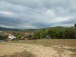 Mountain Panorama, Landscape And Buildings Stock Photo