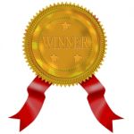 Gold Seal Red Ribbon Winner Stock Photo