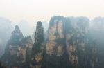 Zhangjiajie National Park ( Tian Zhi Shan ) ( Tianzi Mountain Nature Reserve ) And Fog , China Stock Photo