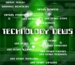 Technology News Represents Newsletter Word And Data Stock Photo