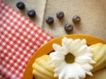 French Madeleines With Blueberries Top View Stock Photo