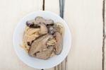 Italian Spaghetti Pasta And Mushrooms Stock Photo