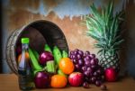 Fruits From The Garden On Table Stock Photo