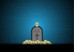 Halloween Gravestone Graveyard Skull Background Stock Photo