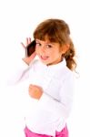 Girl Child Using Mobile Stock Photo