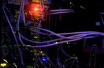 Storage Servers In Data Room Domestic Room Long Exposure Technique Stock Photo