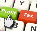 Profit Tax Computer Keys Show Paying Company Taxes Stock Photo