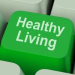 Healthy Living Key Shows Health Diet And Fitness Stock Photo