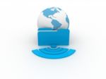 One Computer Folder Icon With A World Map Stock Photo