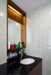 Washbasin With A Shelf And A Mirror Stock Photo