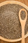 Nutritious Chia Seeds On A Wooden Plate Stock Photo