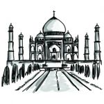 Sketchy Taj Mahal Stock Photo