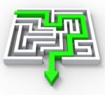 Break Out Of Maze Showing Puzzle Stock Photo