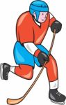 Ice Hockey Player With Stick Cartoon Stock Photo