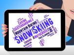 Snow Skiing Means Winter Sport And Skis Stock Photo