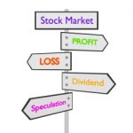 3d Stock Market, Share Signpost Stock Photo